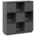 vidaXL Dulap înalt, gri, 110,5x35x117 cm, lemn masiv de pin