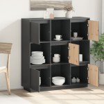 vidaXL Dulap înalt, gri, 110,5x35x117 cm, lemn masiv de pin
