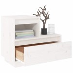 vidaXL Noptieră, alb, 60x34x51 cm, lemn masiv de pin