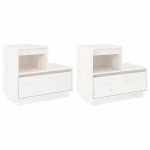 vidaXL Noptiere, 2 buc., alb, 60x34x51 cm, lemn masiv de pin vidaXL Noptiere, 2 buc., alb, 60x34x51 cm, lemn masiv de pin