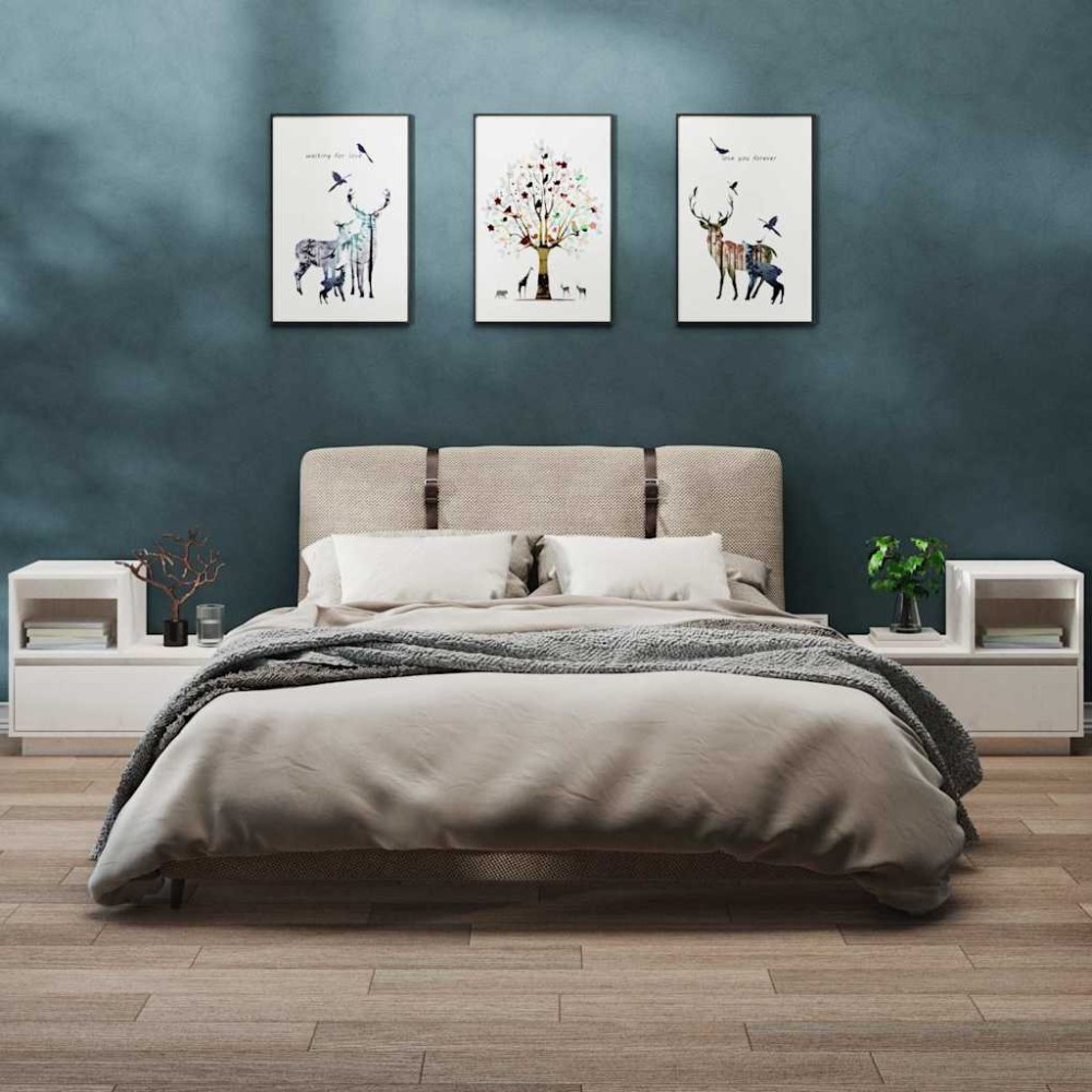 vidaXL Noptiere, 2 buc., alb, 60x34x51 cm, lemn masiv de pin