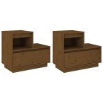 vidaXL Noptiere, 2 buc, maro miere, 60x34x51 cm, lemn masiv de pin
