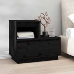 vidaXL Noptiere, 2 buc, negru, 60x34x51 cm, lemn masiv de pin