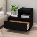 vidaXL Noptiere, 2 buc, negru, 60x34x51 cm, lemn masiv de pin