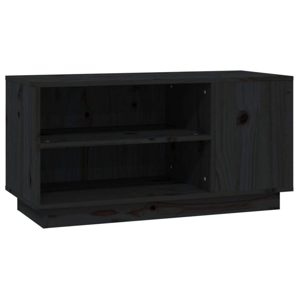 vidaXL Comodă TV, negru, 80x35x40,5 cm, lemn masiv de pin