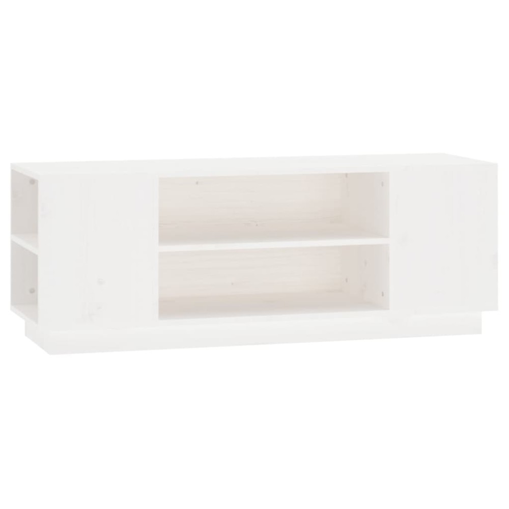 vidaXL Comodă TV, alb, 110x35x40,5 cm, lemn masiv de pin