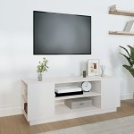 vidaXL Comodă TV, alb, 110x35x40,5 cm, lemn masiv de pin vidaXL Comodă TV, alb, 110x35x40,5 cm, lemn masiv de pin