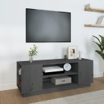 vidaXL Comodă TV, gri, 110x35x40,5 cm, lemn masiv de pin vidaXL Comodă TV, gri, 110x35x40,5 cm, lemn masiv de pin