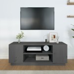 vidaXL Comodă TV, gri, 110x35x40,5 cm, lemn masiv de pin vidaXL Comodă TV, gri, 110x35x40,5 cm, lemn masiv de pin