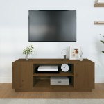 vidaXL Comodă TV, maro miere, 110x35x40,5 cm, lemn masiv de pin vidaXL Comodă TV, maro miere, 110x35x40,5 cm, lemn masiv de pin