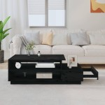 vidaXL Măsuță de cafea, negru, 120x50x40,5 cm, lemn masiv de pin vidaXL Măsuță de cafea, negru, 120x50x40,5 cm, lemn masiv de pin