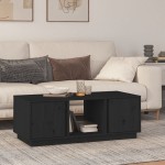 vidaXL Măsuță de cafea, negru, 110x50x40 cm, lemn masiv de pin vidaXL Măsuță de cafea, negru, 110x50x40 cm, lemn masiv de pin