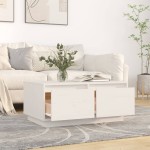 vidaXL Măsuță de cafea, alb, 80x50x35 cm, lemn masiv de pin