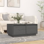vidaXL Măsuță de cafea, gri, 80x50x35 cm, lemn masiv de pin vidaXL Măsuță de cafea, gri, 80x50x35 cm, lemn masiv de pin