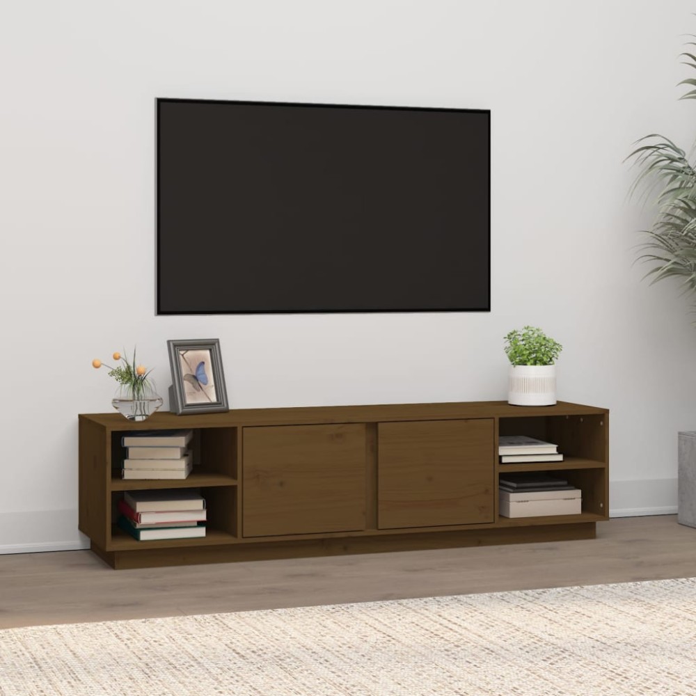 vidaXL Comodă TV, maro miere, 156x40x40 cm, lemn masiv de pin