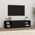 vidaXL Comodă TV, negru, 156x40x40 cm, lemn masiv de pin