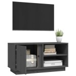 vidaXL Comodă TV, gri, 80x35x40,5 cm, lemn masiv de pin vidaXL Comodă TV, gri, 80x35x40,5 cm, lemn masiv de pin