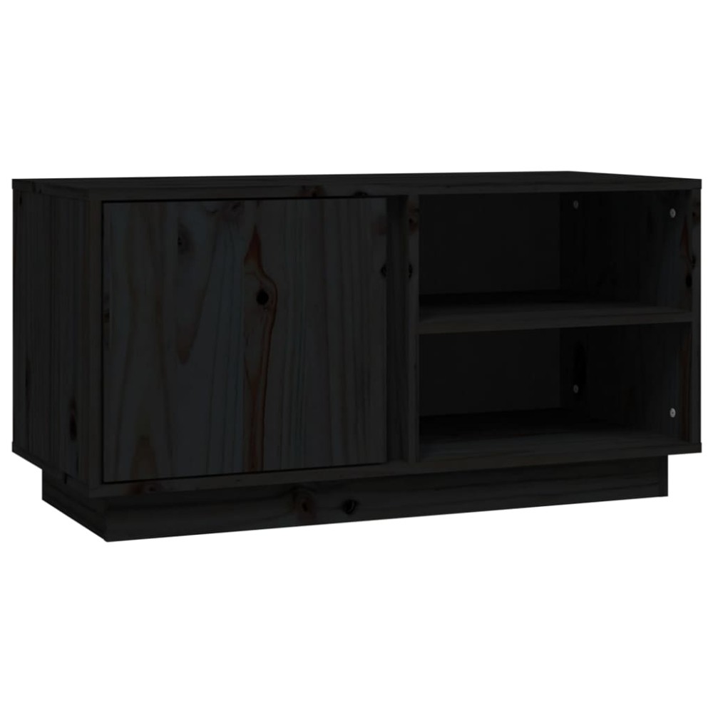 vidaXL Comodă TV, negru, 80x35x40,5 cm, lemn masiv de pin