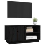 vidaXL Comodă TV, negru, 80x35x40,5 cm, lemn masiv de pin