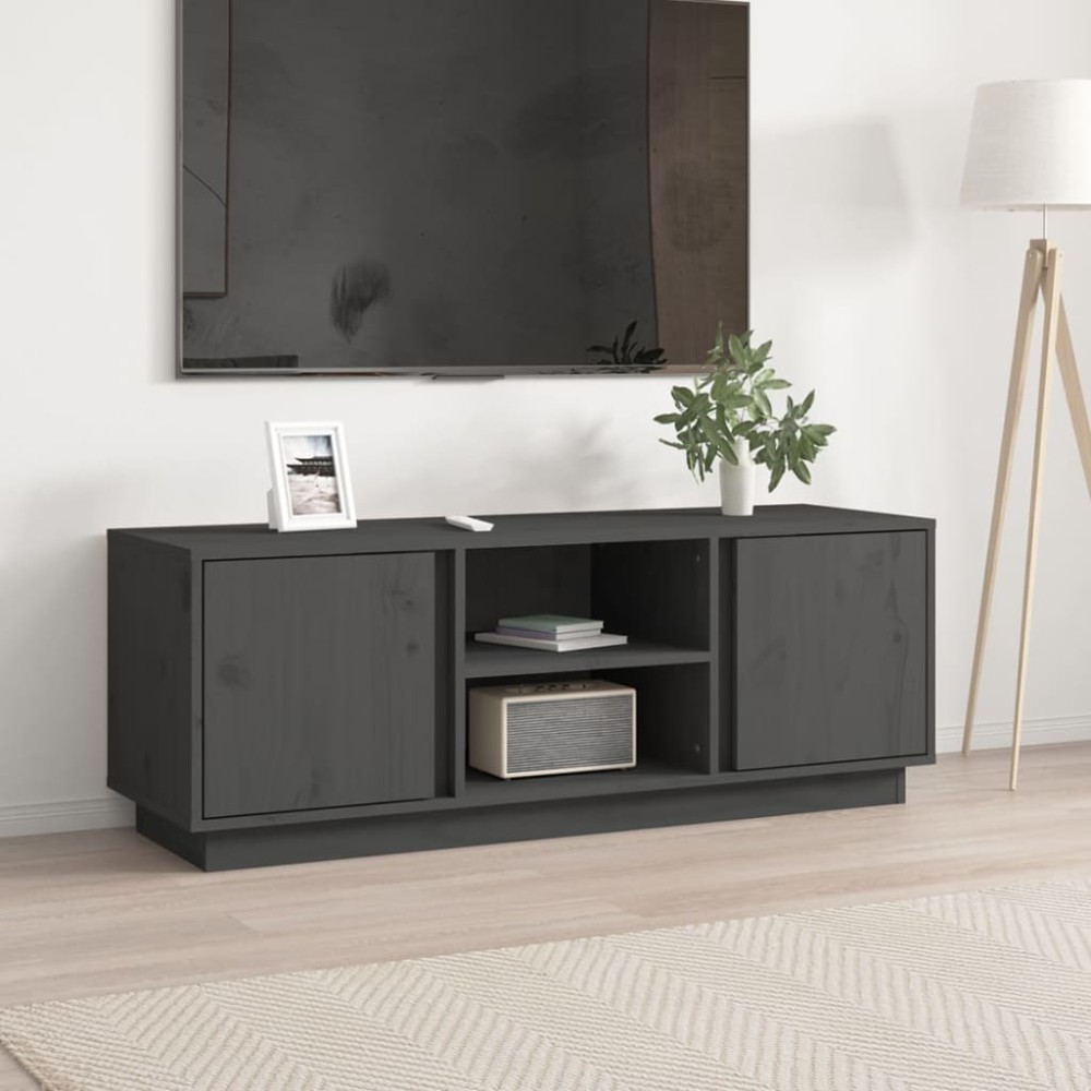 vidaXL Comodă TV, gri, 110x35x40,5 cm, lemn masiv de pin