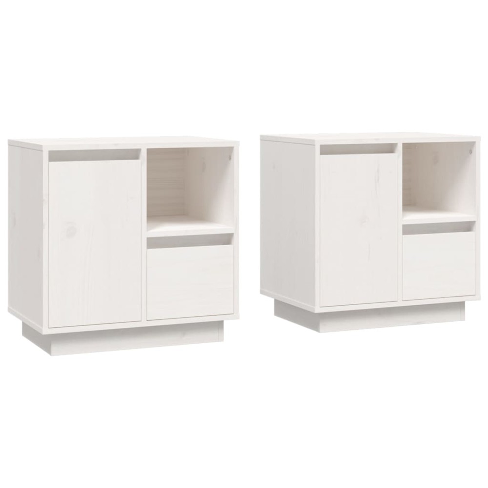 vidaXL Noptiere, 2 buc., alb, 50x34x50 cm, lemn masiv de pin
