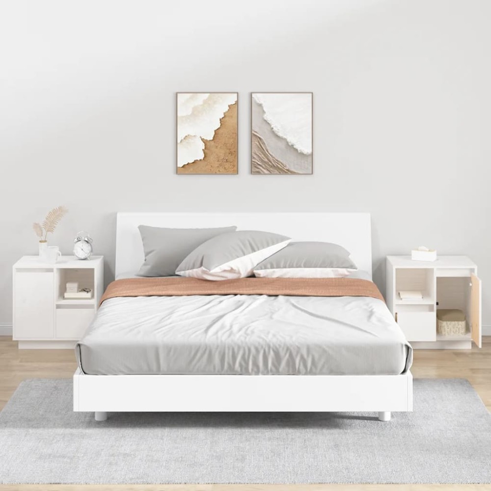 vidaXL Noptiere, 2 buc., alb, 50x34x50 cm, lemn masiv de pin