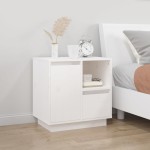 vidaXL Noptiere, 2 buc., alb, 50x34x50 cm, lemn masiv de pin