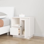 vidaXL Noptiere, 2 buc., alb, 50x34x50 cm, lemn masiv de pin