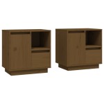 vidaXL Noptiere, 2 buc., maro miere, 50x34x50 cm, lemn masiv de pin vidaXL Noptiere, 2 buc., maro miere, 50x34x50 cm, lemn masiv de pin