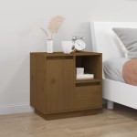 vidaXL Noptiere, 2 buc., maro miere, 50x34x50 cm, lemn masiv de pin vidaXL Noptiere, 2 buc., maro miere, 50x34x50 cm, lemn masiv de pin