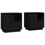vidaXL Noptiere, 2 buc., negru, 50x34x50 cm, lemn masiv de pin