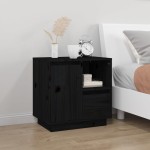 vidaXL Noptiere, 2 buc., negru, 50x34x50 cm, lemn masiv de pin