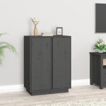 vidaXL Servantă, gri, 60x35x80 cm, lemn masiv de pin