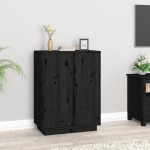 vidaXL Servantă, negru, 60x35x80 cm, lemn masiv de pin vidaXL Servantă, negru, 60x35x80 cm, lemn masiv de pin