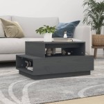 vidaXL Măsuță de cafea, gri, 80x55x40,5 cm, lemn masiv de pin vidaXL Măsuță de cafea, gri, 80x55x40,5 cm, lemn masiv de pin