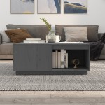 vidaXL Măsuță de cafea, gri, 100x101x40,5 cm, lemn masiv de pin
