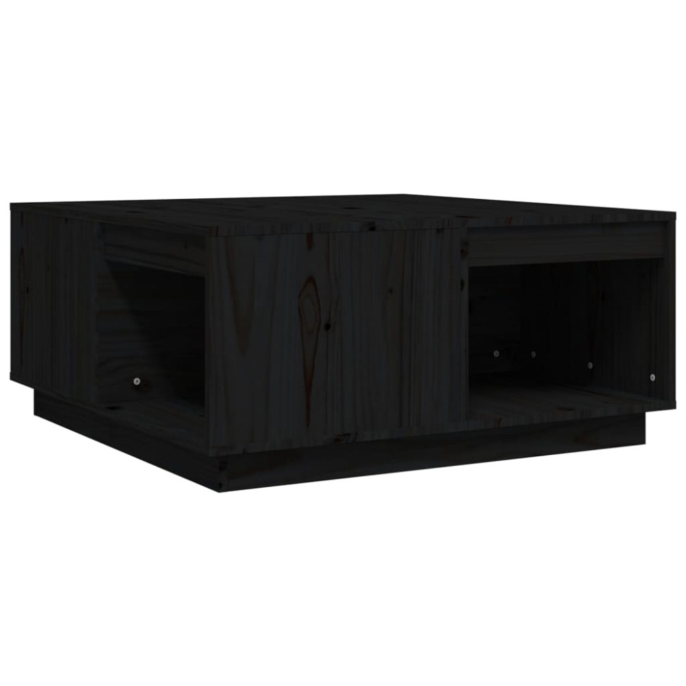 vidaXL Măsuță de cafea, negru, 80x81x36,5 cm, lemn masiv de pin