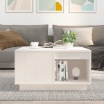 vidaXL Măsuță de cafea, alb, 60x61x32,5 cm, lemn masiv de pin