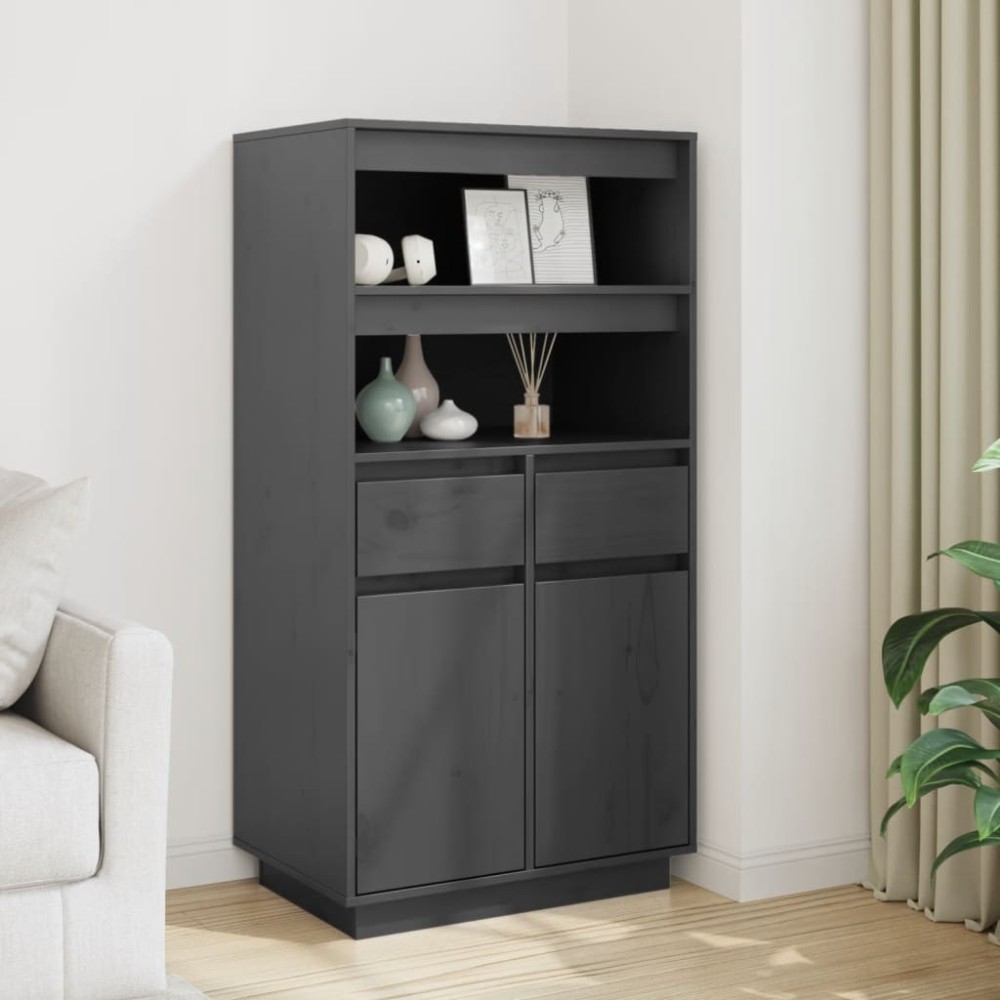 vidaXL Dulap înalt, gri, 60x40x116,5 cm, lemn masiv de pin