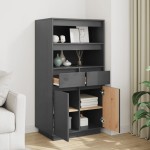 vidaXL Dulap înalt, gri, 60x40x116,5 cm, lemn masiv de pin