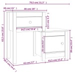 vidaXL Noptieră, 79,5x38x65,5 cm, lemn masiv de pin