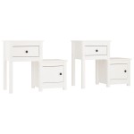 vidaXL Noptiere, 2 buc., alb, 79,5x38x65,5 cm, lemn masiv de pin vidaXL Noptiere, 2 buc., alb, 79,5x38x65,5 cm, lemn masiv de pin