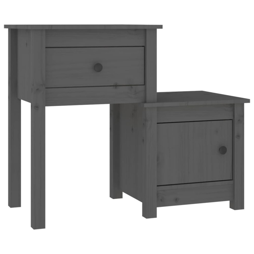 vidaXL Noptieră, gri, 79,5x38x65,5 cm, lemn masiv de pin