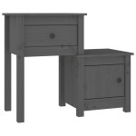vidaXL Noptieră, gri, 79,5x38x65,5 cm, lemn masiv de pin