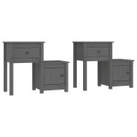 vidaXL Noptiere, 2 buc., gri, 79,5x38x65,5 cm, lemn masiv de pin vidaXL Noptiere, 2 buc., gri, 79,5x38x65,5 cm, lemn masiv de pin