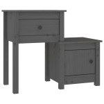 vidaXL Noptiere, 2 buc., gri, 79,5x38x65,5 cm, lemn masiv de pin vidaXL Noptiere, 2 buc., gri, 79,5x38x65,5 cm, lemn masiv de pin