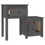 vidaXL Noptiere, 2 buc., gri, 79,5x38x65,5 cm, lemn masiv de pin vidaXL Noptiere, 2 buc., gri, 79,5x38x65,5 cm, lemn masiv de pin