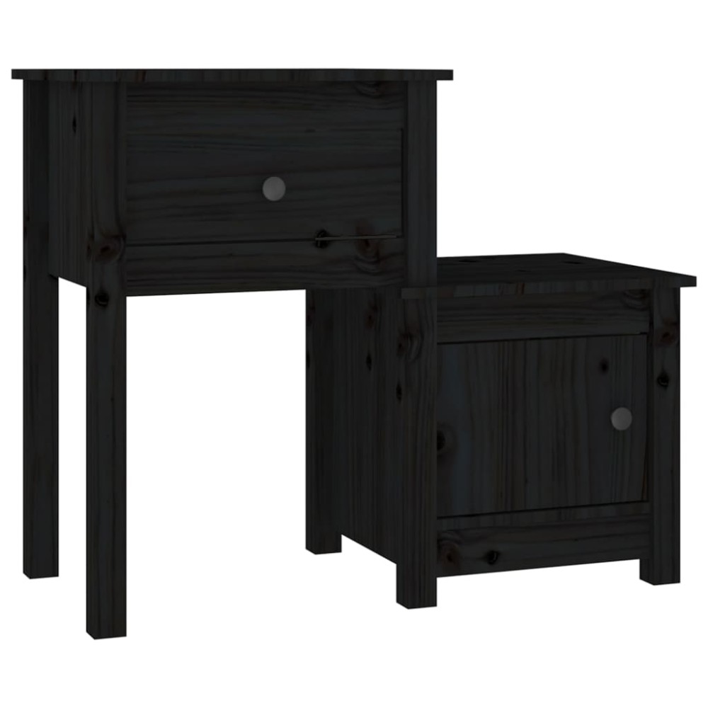 vidaXL Noptieră, negru, 79,5x38x65,5 cm, lemn masiv de pin