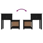 vidaXL Noptieră, negru, 79,5x38x65,5 cm, lemn masiv de pin