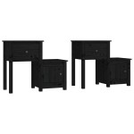 vidaXL Noptiere, 2 buc., negru, 79,5x38x65,5 cm, lemn masiv de pin